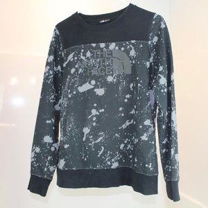Black The North Face splatter paint Crewneck